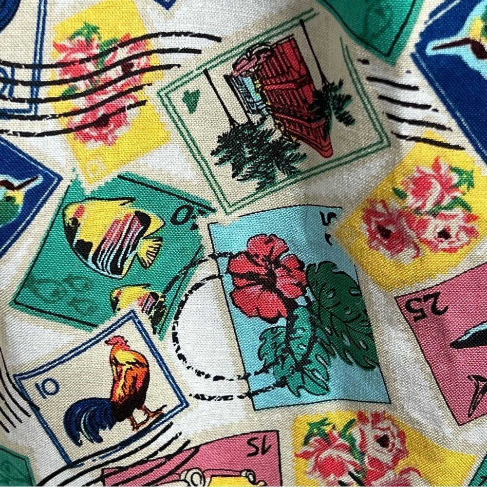 Retired Print Cuban Postage Stamp Vera Bradley Drawstring Fabric Tote - Picture 4 of 8